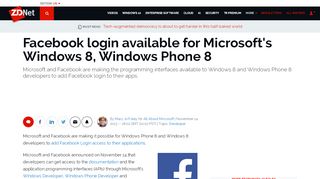 
                            6. Facebook login available for Microsoft's Windows 8, Windows Phone 8 ...