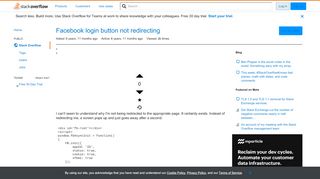 
                            1. Facebook login button not redirecting - Stack Overflow