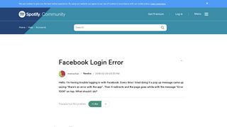 
                            9. Facebook Login Error - The Spotify Community