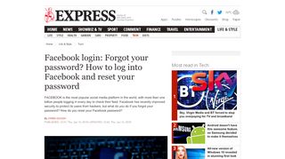 
                            2. Facebook login: Forgot your password? How to log into Facebook and ...