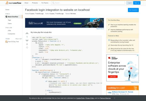 
                            1. Facebook login integration to website on localhost - Stack Overflow