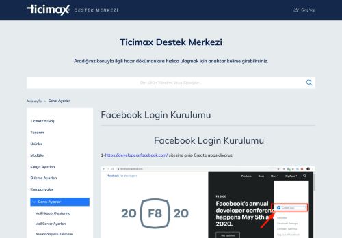 
                            8. Facebook Login Kurulumu - Ticimax Destek Alanı