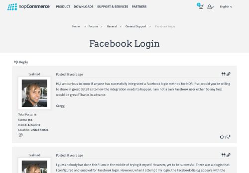
                            4. facebook login - nopCommerce