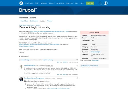 
                            9. Facebook Login not working [#2930397] | Drupal.org