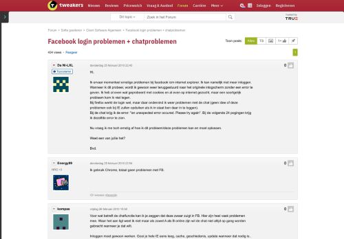 
                            7. Facebook login problemen + chatproblemen - Client Software ...