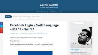 
                            12. Facebook Login - Swift Language - iOS 10 - Swift 3 - Ashish Kakkad