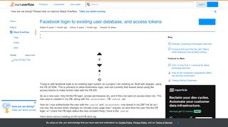 
                            10. Facebook login to existing user database, and access tokens ...
