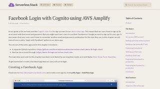 
                            12. Facebook Login with Cognito using AWS Amplify | Serverless Stack