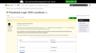 
                            12. Facebook Login With Localhost | The ASP.NET Forums