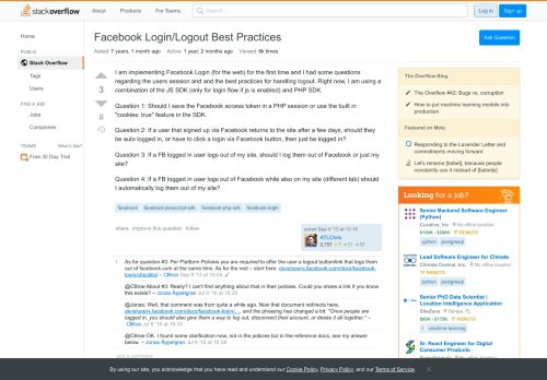 
                            8. Facebook Login/Logout Best Practices - Stack Overflow