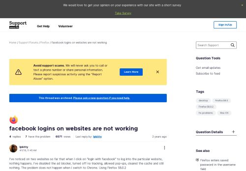 
                            7. facebook logins on websites are not working | Firefox Support Forum ...