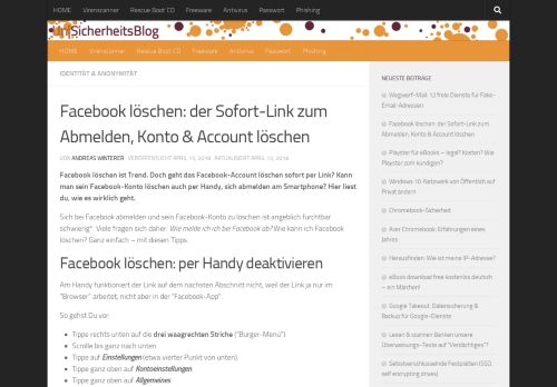 
                            7. Facebook löschen: Sofort-Link zum Abmelden, Konto/Account löschen