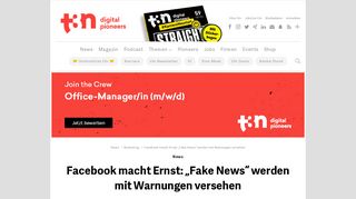 
                            10. Facebook macht Ernst: „Fake News“ werden mit Warnungen versehen ...