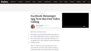 
                            11. Facebook Messenger App Now Has Free Video Calling - Forbes