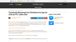 
                            11. Facebook Messenger for Desktop leva app de chat ao PC; saiba usar ...