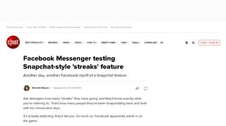 
                            1. Facebook Messenger testing Snapchat-style 'streaks' feature - CNET