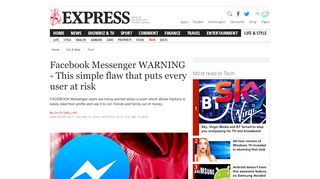 
                            10. Facebook Messenger WARNING - This simple flaw ... - Daily Express