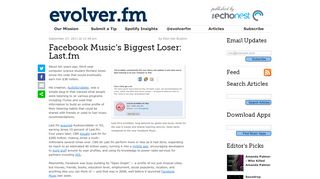 
                            6. Facebook Music's Biggest Loser: Last.fm | Evolver.fm