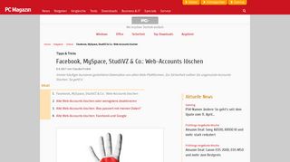 
                            12. Facebook, MySpace, StudiVZ & Co.: Web-Accounts löschen - PC ...