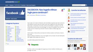 
                            5. FACEBOOK: Nao logado efetue login para continuar? | Facebook