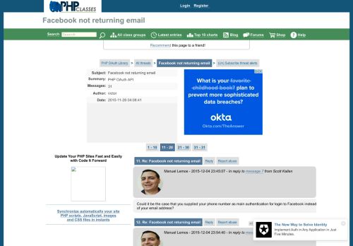 
                            9. Facebook not returning email - Discussion forum of package PHP ...