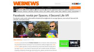 
                            8. Facebook: novità per Spaces, il Second Life VR | Webnews