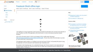 
                            4. Facebook OAuth offline login - Stack Overflow