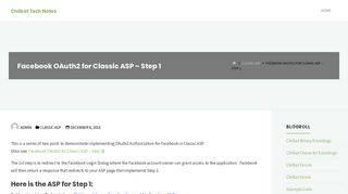 
                            11. Facebook OAuth2 for Classic ASP – Step 1 – Chilkat Tech Notes
