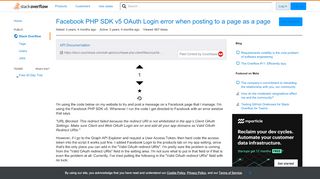 
                            12. Facebook PHP SDK v5 OAuth Login error when posting to a page as a ...