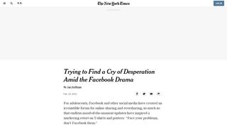 
                            3. Facebook Posts Can Offer Clues of Depression - The New York Times