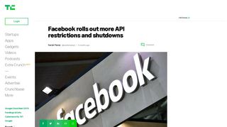 
                            5. Facebook rolls out more API restrictions and shutdowns | TechCrunch