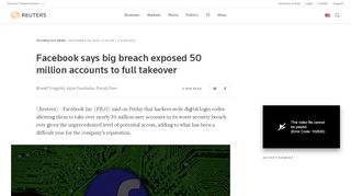 
                            6. Facebook says big breach exposed 50 million accounts to ...