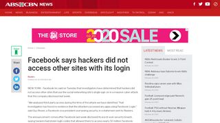 
                            11. Facebook says hackers did not access other sites with its login | ABS ...