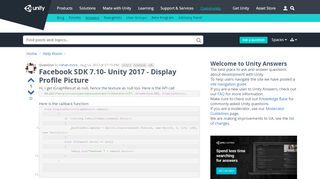 
                            13. Facebook SDK 7.10- Unity 2017 - Display Profile Picture - Unity Answers