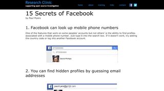 
                            2. Facebook secrets - by Paul Myers - Research Clinic