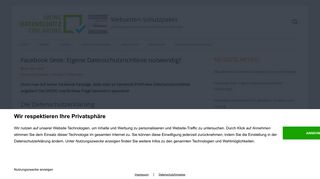 
                            9. Facebook Seite: Eigene Datenschutzrichtlinie notwendig?
