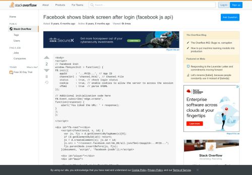 
                            11. Facebook shows blank screen after login (facebook js api) - Stack ...