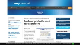 
                            8. Facebook speichert bewusst falsche Standorte - Pressetext