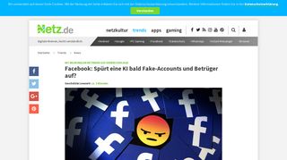 
                            6. Facebook: Spürt eine KI bald Fake-Accounts und Betrüger auf? - Netz.de