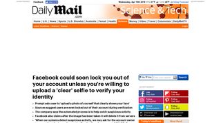 
                            7. Facebook tells users to upload a 'clear' selfie new rules | Daily Mail ...