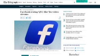 
                            10. Facebook testing 'QVC-like' live video streams - The Telegraph