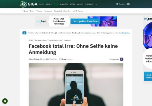 
                            1. Facebook total irre: Ohne Selfie keine Anmeldung – GIGA