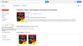 
                            12. Facebook, Twitter, and Instagram For Seniors For Dummies - Google बुक के परिणाम