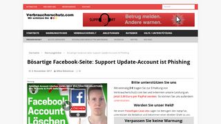 
                            7. Facebook: Vorsicht vor der Seite Support Update-Account - Betrug