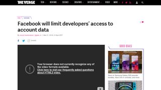 
                            8. Facebook will limit developers' access to account data - The Verge