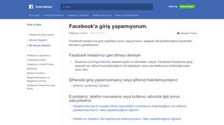 
                            7. Facebook'a giriş yapamıyorum. | Facebook Yardım Merkezi | Facebook