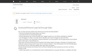 
                            6. Facebook/Pinterest Login fail through Saf… - Apple Community ...