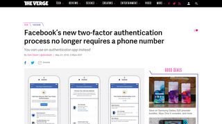 
                            6. Facebook's new two-factor authentication process no longer requires ...