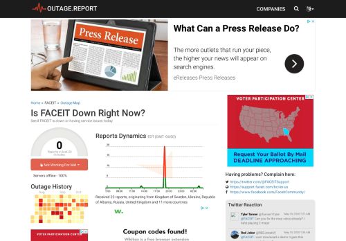 
                            6. FACEIT Servers Down? Service Status, Outage Map, Problems History ...