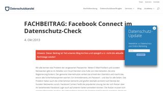 
                            9. FACHBEITRAG: Facebook Connect im Datenschutz-Check ...